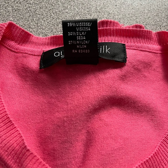 August Silk Pink Cardigan Silk Blend Sweater Size Large - Picture 6 of 10